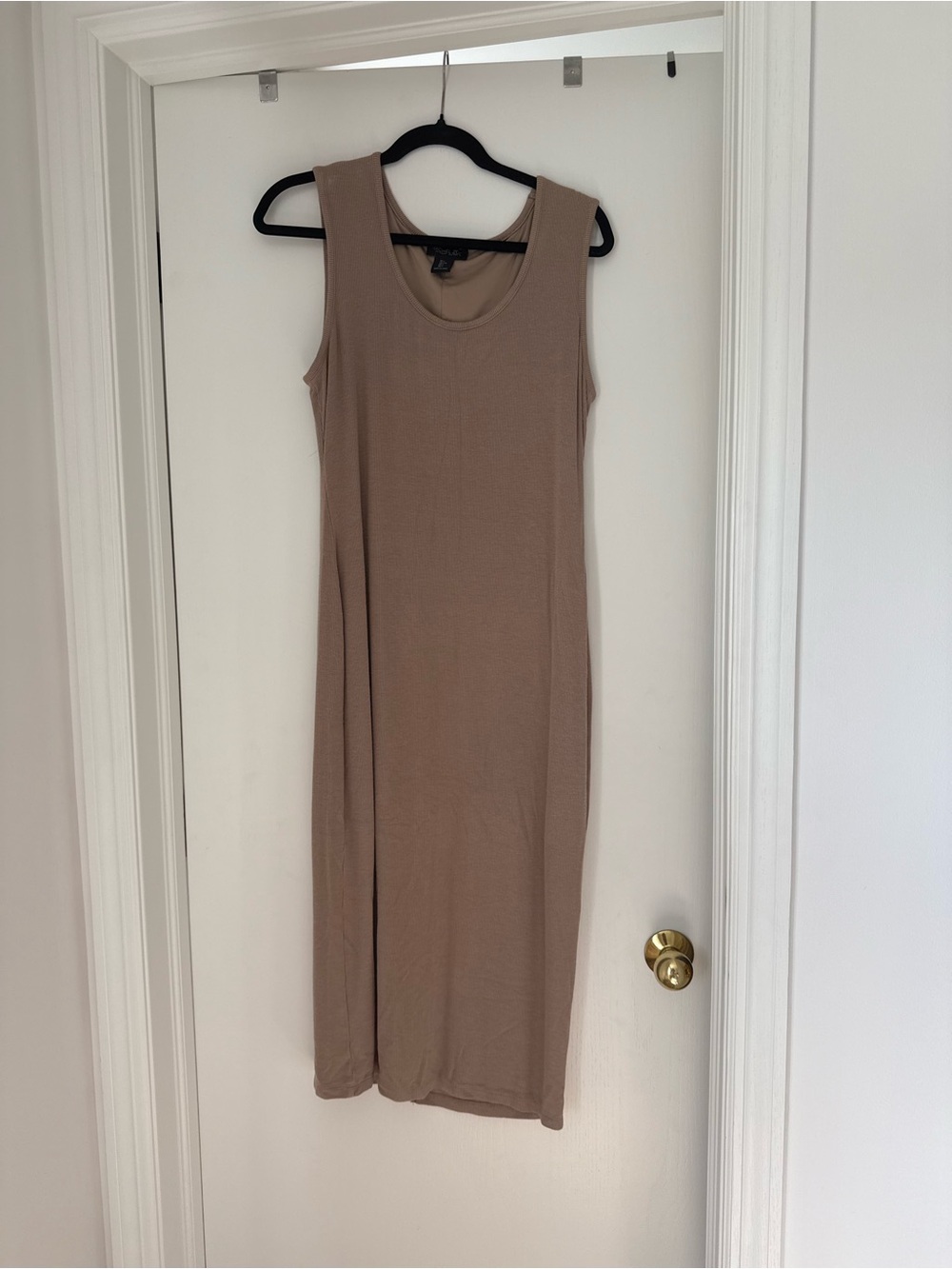 Sleeveless Midi Tank Dress in Taupe - Brand: Unknown